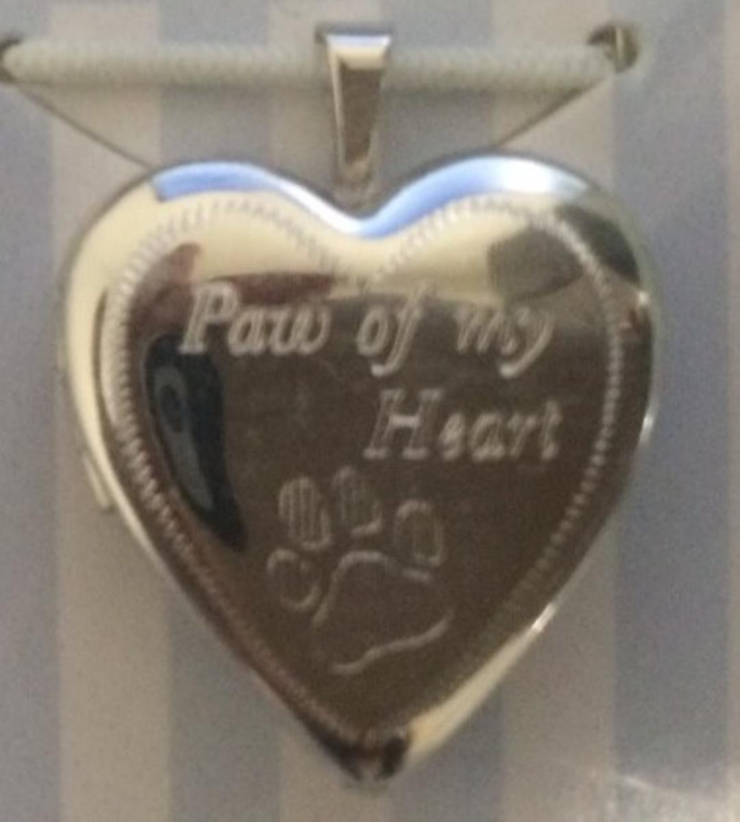 Sterling Silver Rhodium "Paw Of My Heart" Pawprint Pet Heart Locket Pendant