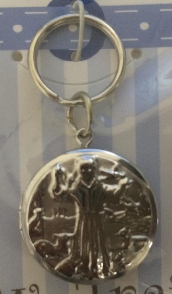 Sterling Silver Rhodium Reversible St. Francis/Prayer Pet Collar Locket Pendant