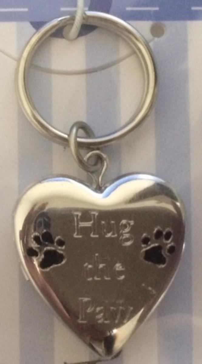Sterling Silver Rhodium "Hug The Paw" Pawprint Pet Collar Locket Pendant