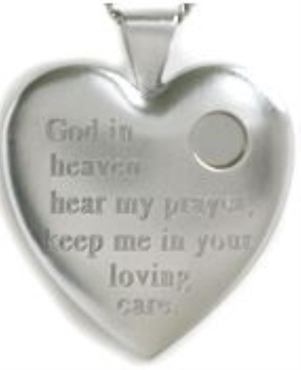 Sterling Silver Rhodium Prayer Heart Locket Pendant