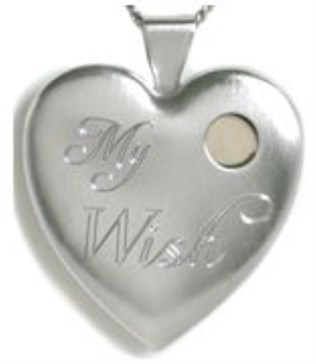 Sterling Silver Rhodium "My Wish" Heart Locket Pendant