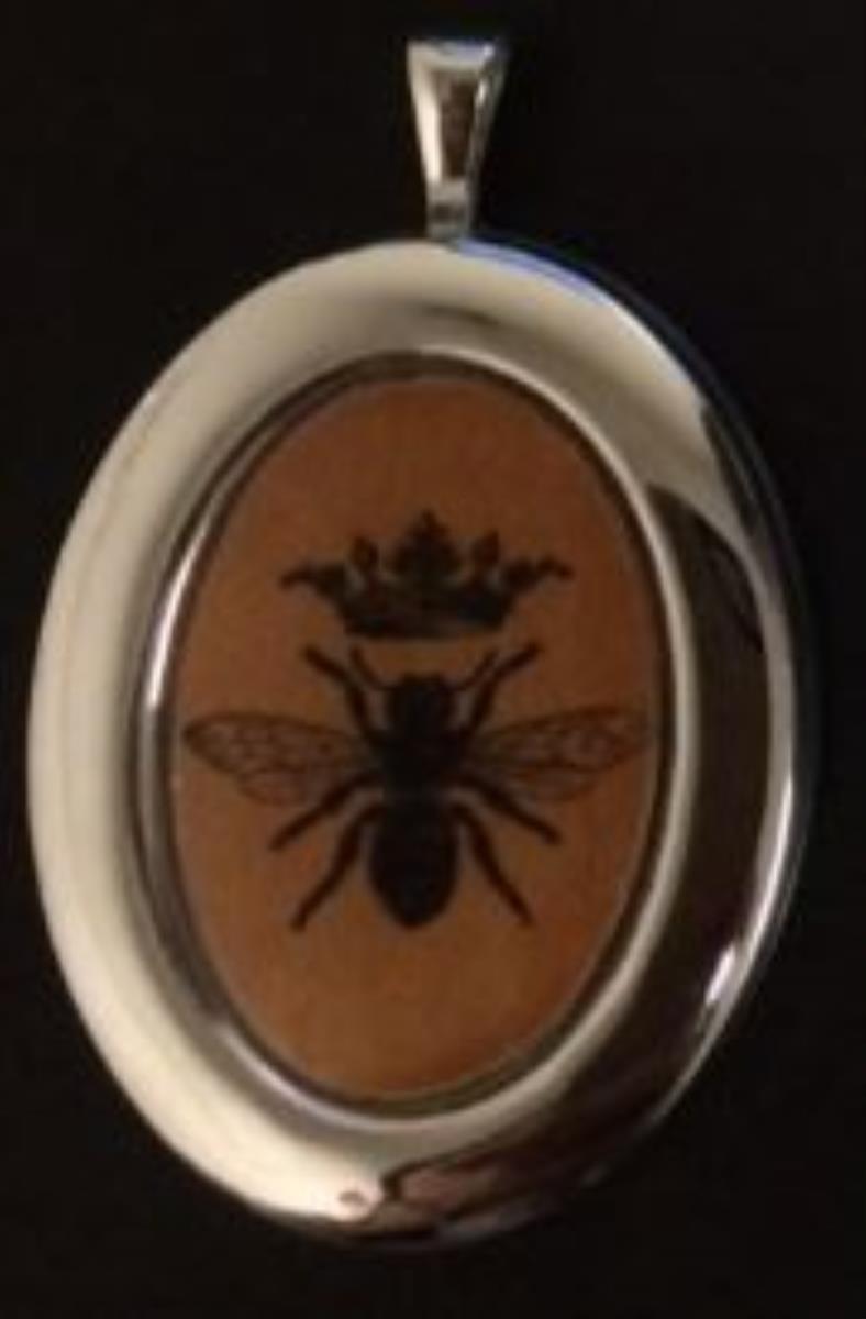 Sterling Silver Rhodium Fly with Crown Oval Locket Pendant