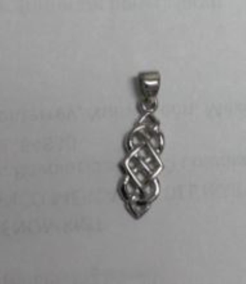 Sterling Silver Rhodium High Polished Vertical Celtic Pendant