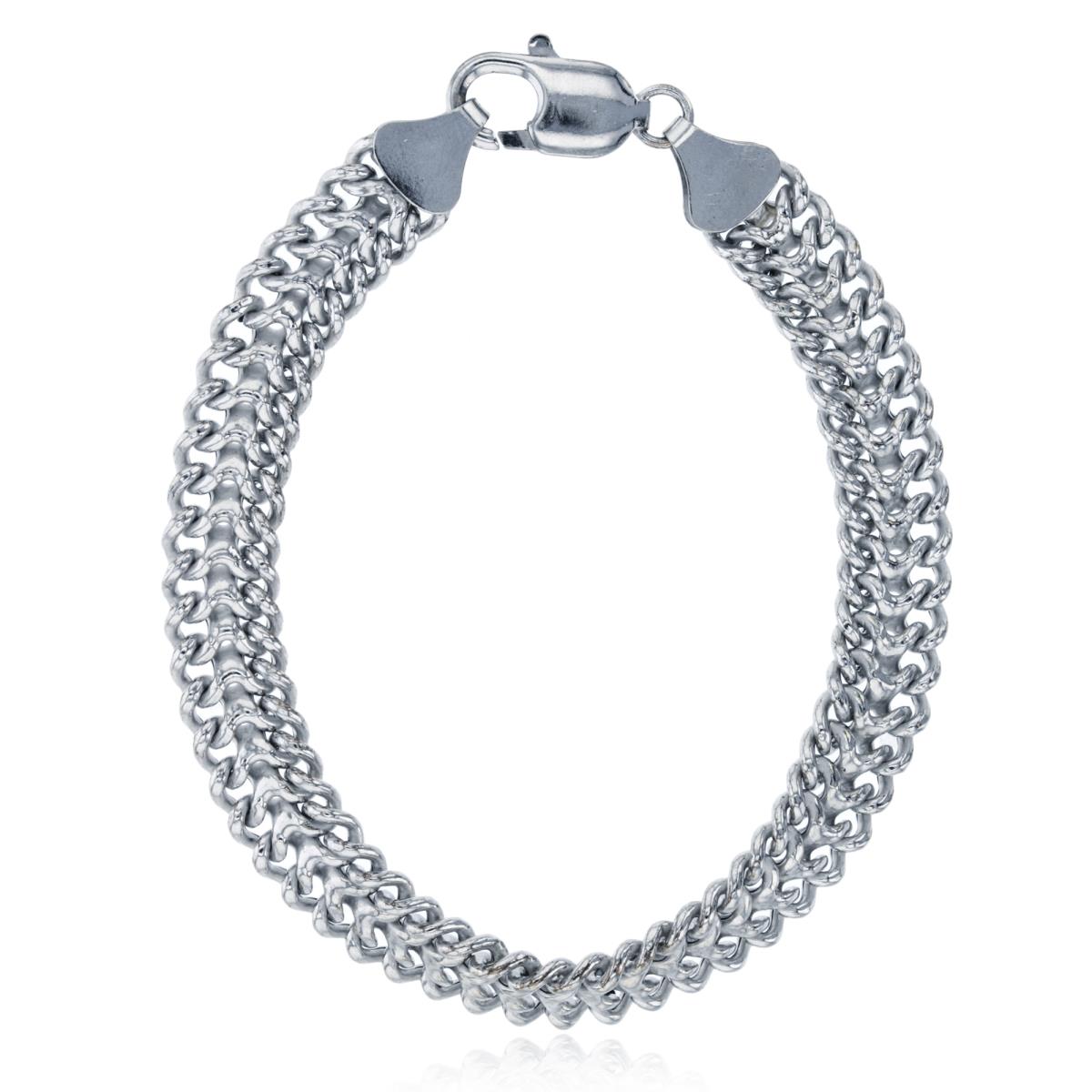 Sterling Silver Rhodium Herringbone Link 7.5" Bracelet