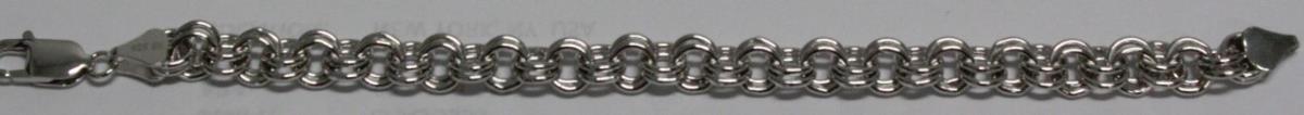 Sterling Silver Rhodium High Polished Double Circle Link 7.5" Bracelet