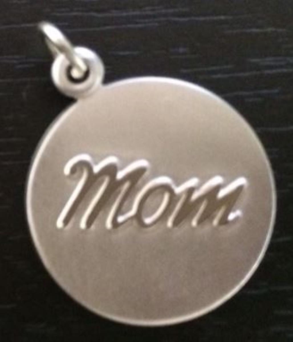 Sterling Silver Rhodium "Mom" Circle Slider Locket Pendant