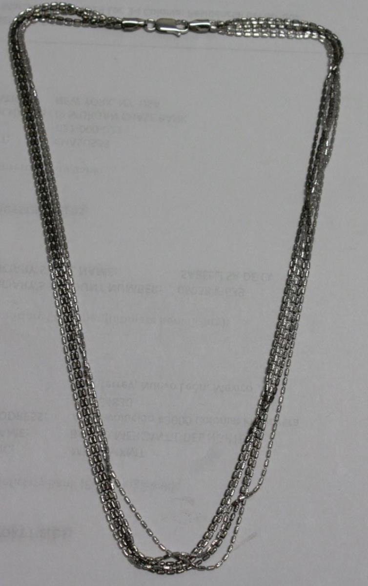 Sterling Silver Rhodium and Black 18" 5 Strand DC Fancy Long Bead Chain