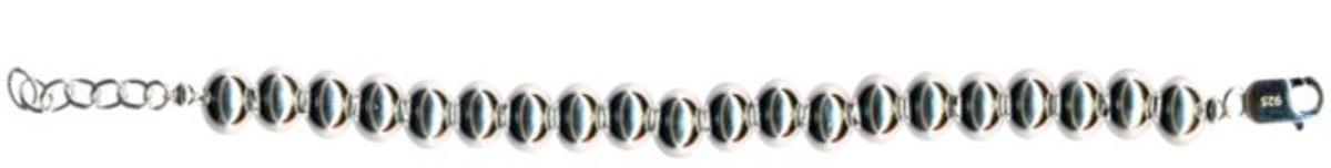 Sterling Silver Rhodium-Plated 7.25" + 1" Extender Beaded Bracelet 