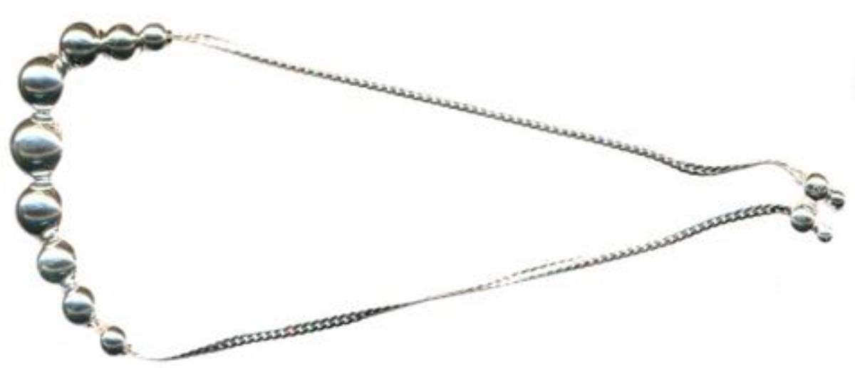 Sterling Silver Rhodium  9" High Polished Ball & Chain Adjustable Bracelet