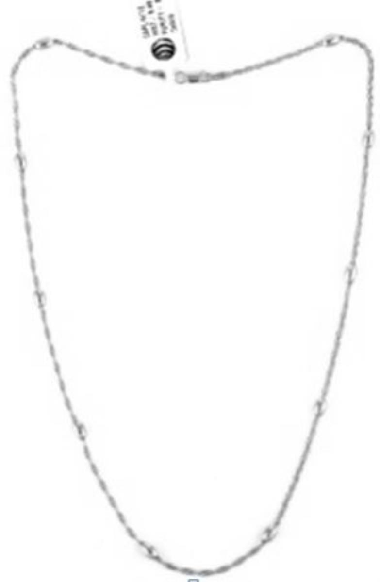 Sterling Silver Rhodium Rice Bead Station with 18" Twisted Rope Chain Necklace