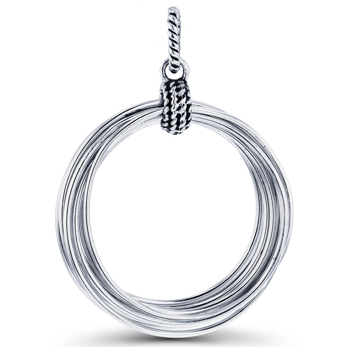 Sterling Silver Rhodium Oxidized 10-Assorted Size Hoops Pendant