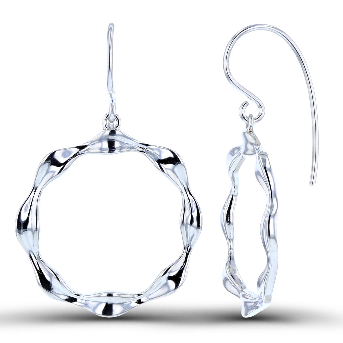Sterling Silver Rhodium Squiggle Hoop Dangling Earring
