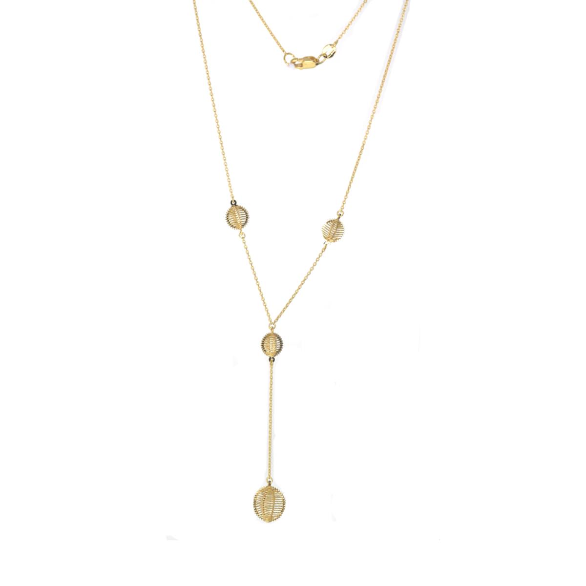 14K Yellow Gold 4-Ball V-Drop 17" Chain Necklace