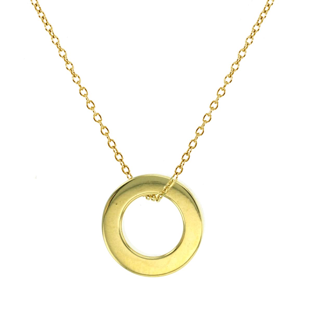 14K Yellow Gold 17" Cable Chain With Circle Pendant Necklace