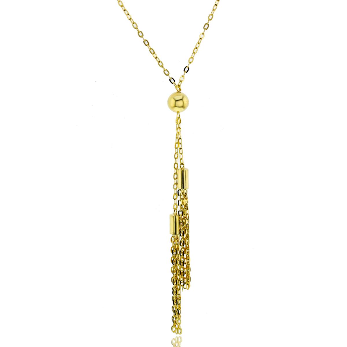 14K Yellow Gold 2 Five-Strand Tassels 17" Chain Necklace