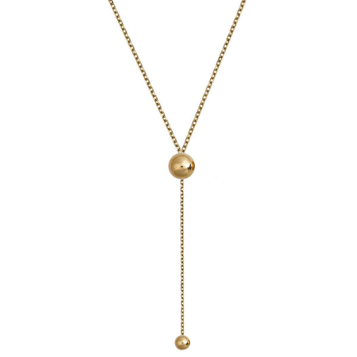 14K Yellow Gold Dangling Ball & Chain 17" Necklace