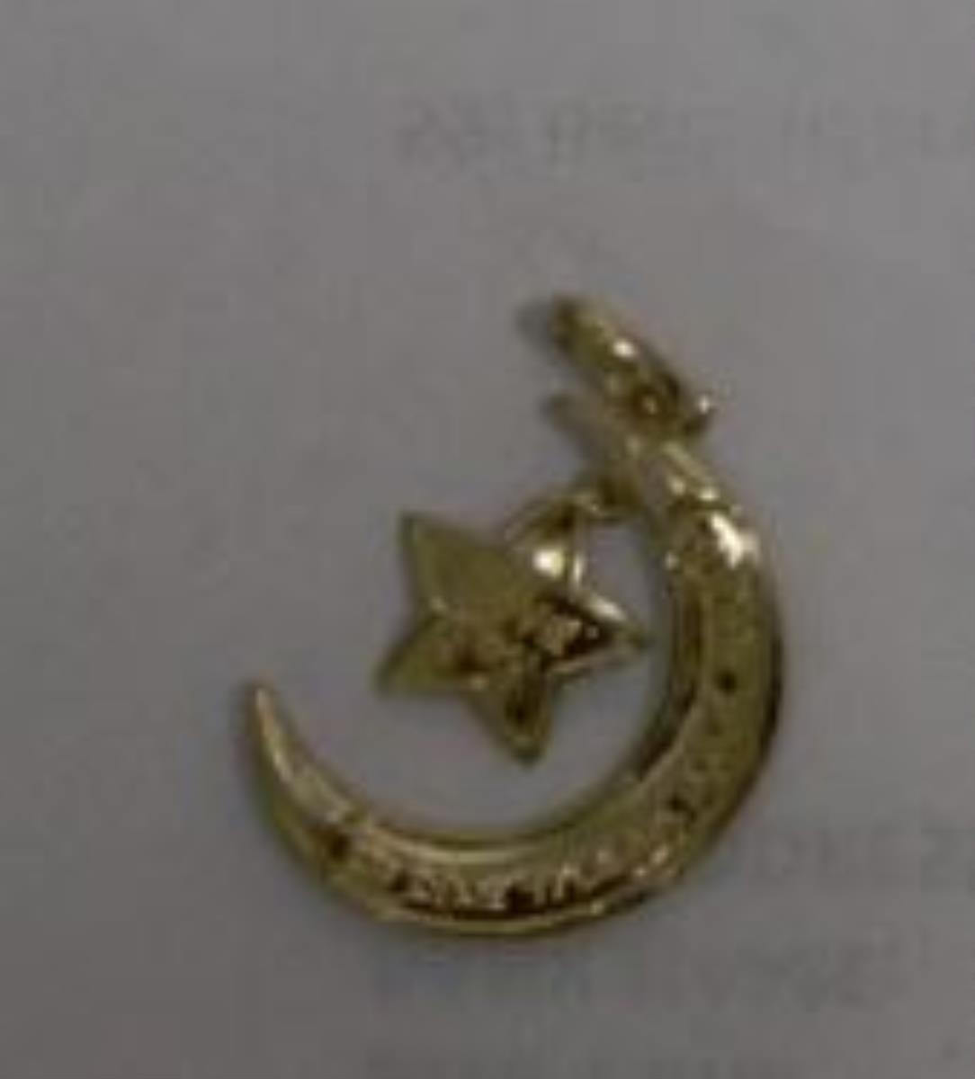 14K Yellow Gold " I love you to the moon and back" Moon and Hanging Star Charm Pendant
