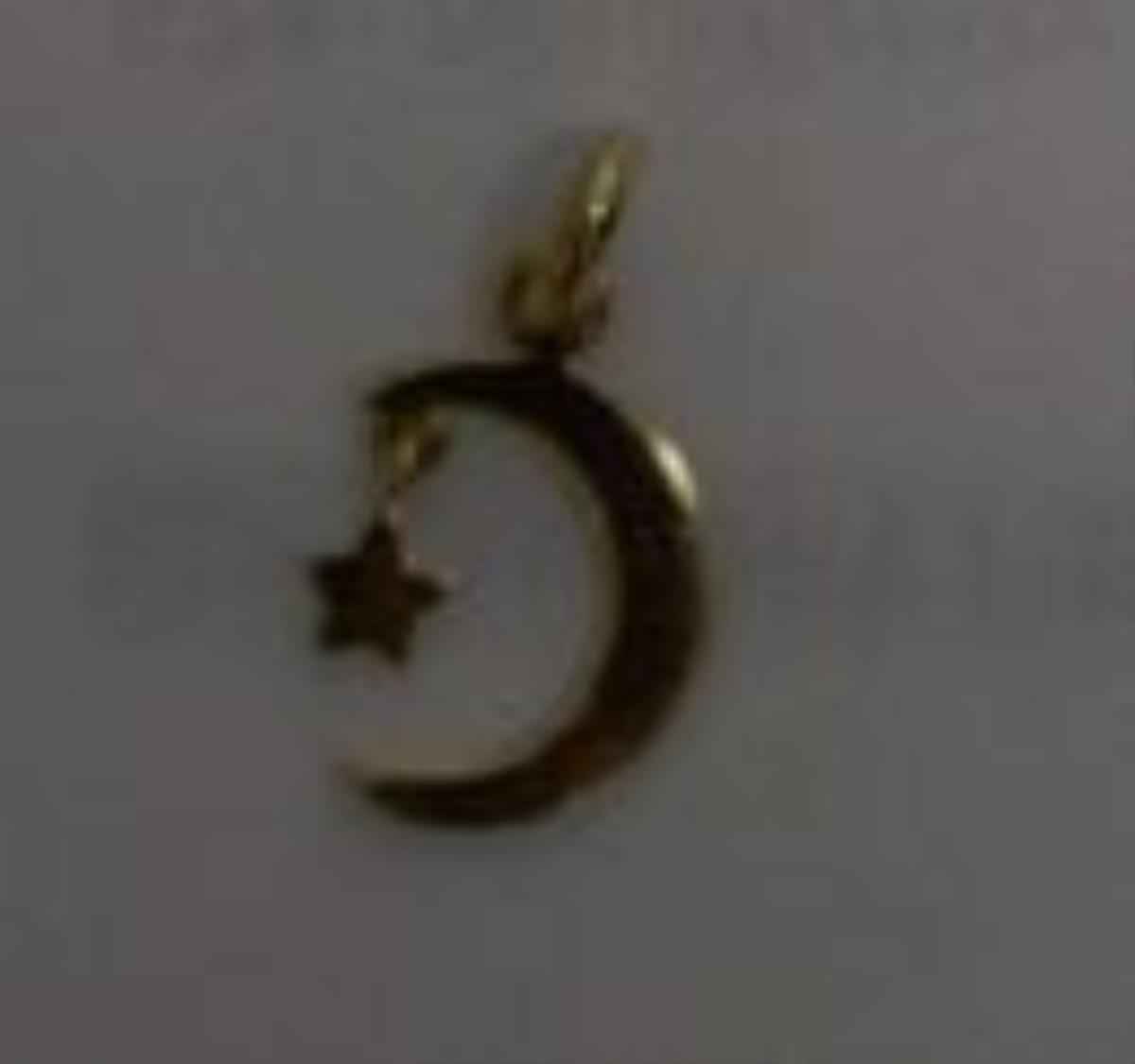 14K Yellow Gold High Polished  Moon and Hanging Star Charm Pendant