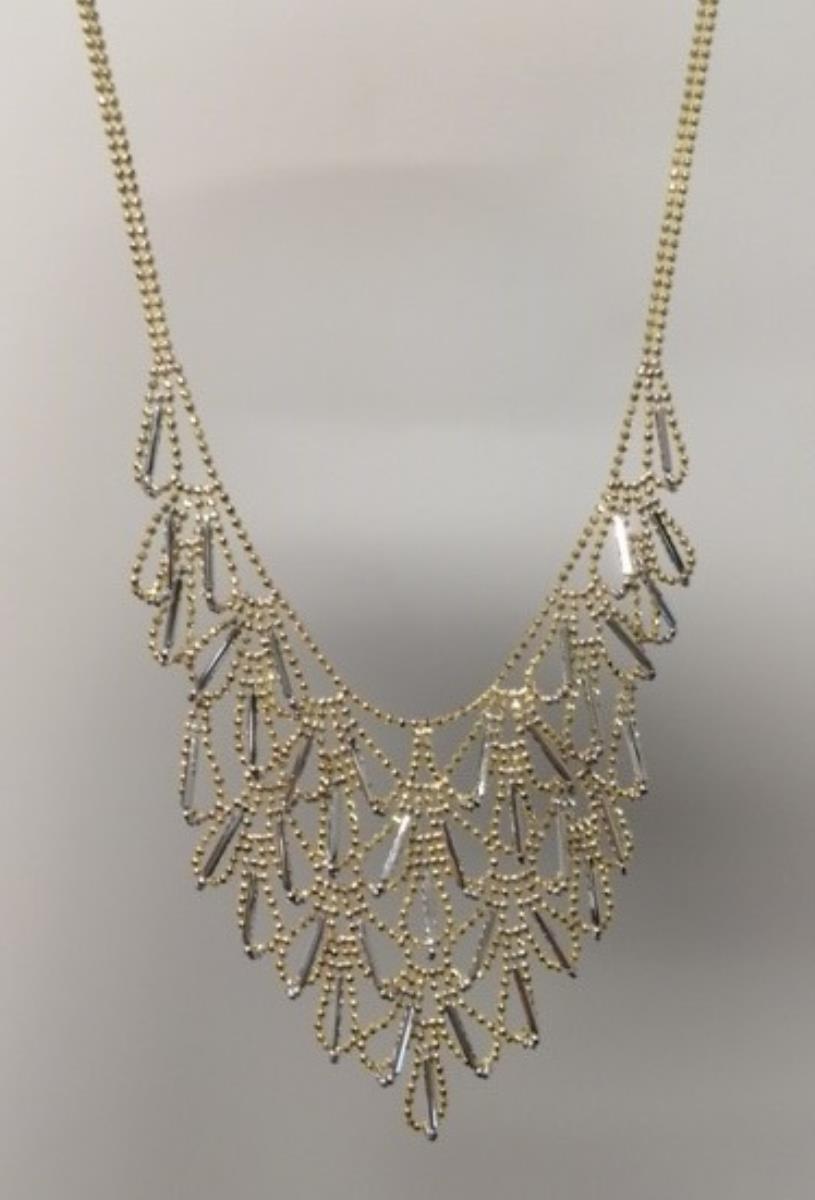 14K Yellow & White Gold Layered "Chandelier" 17"  Necklace