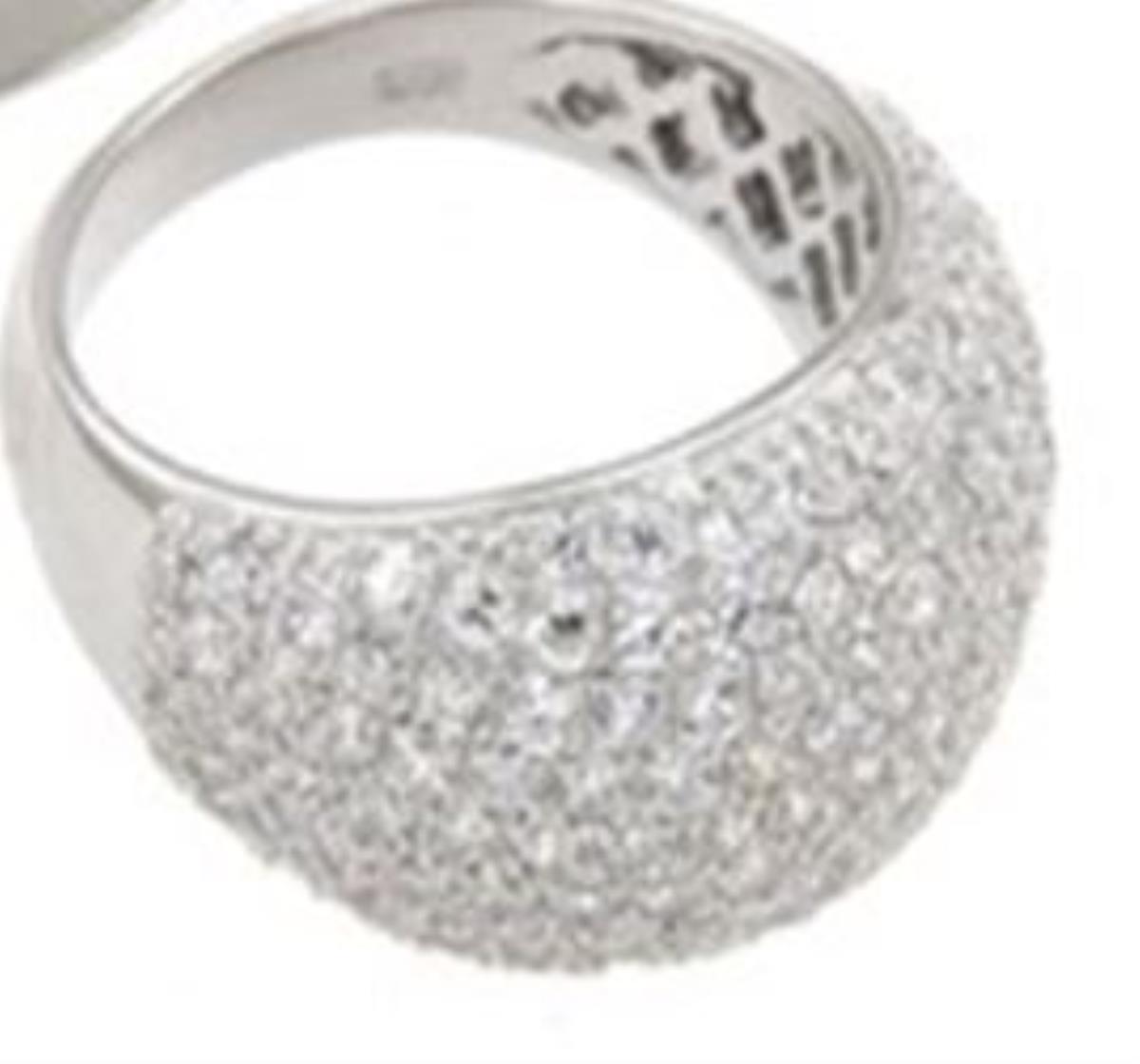 Sterling Silver Rhodium Micropave Domed Band Ring