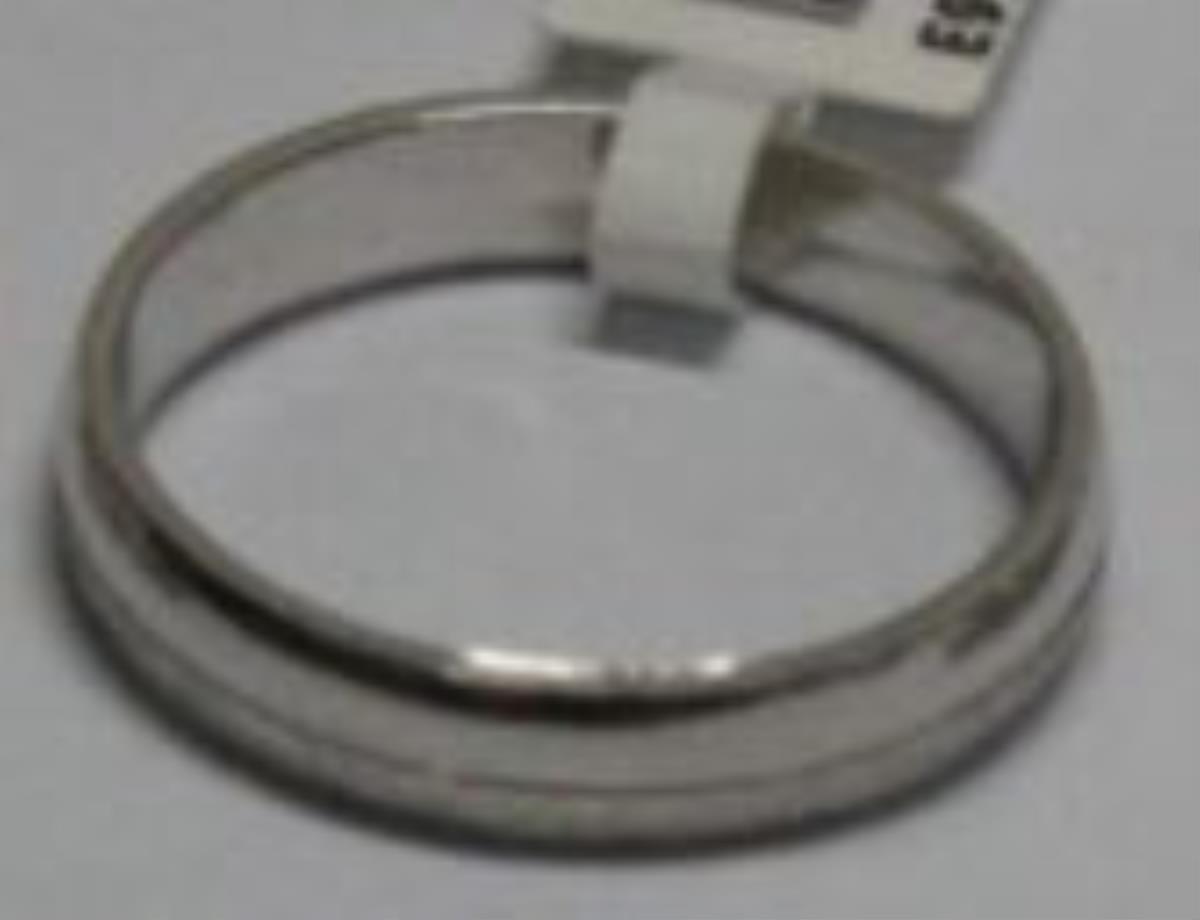 Sterling Silver Rhodium 4.15mm 1/2 Textured 1/2 High Polished Men's Band Ring