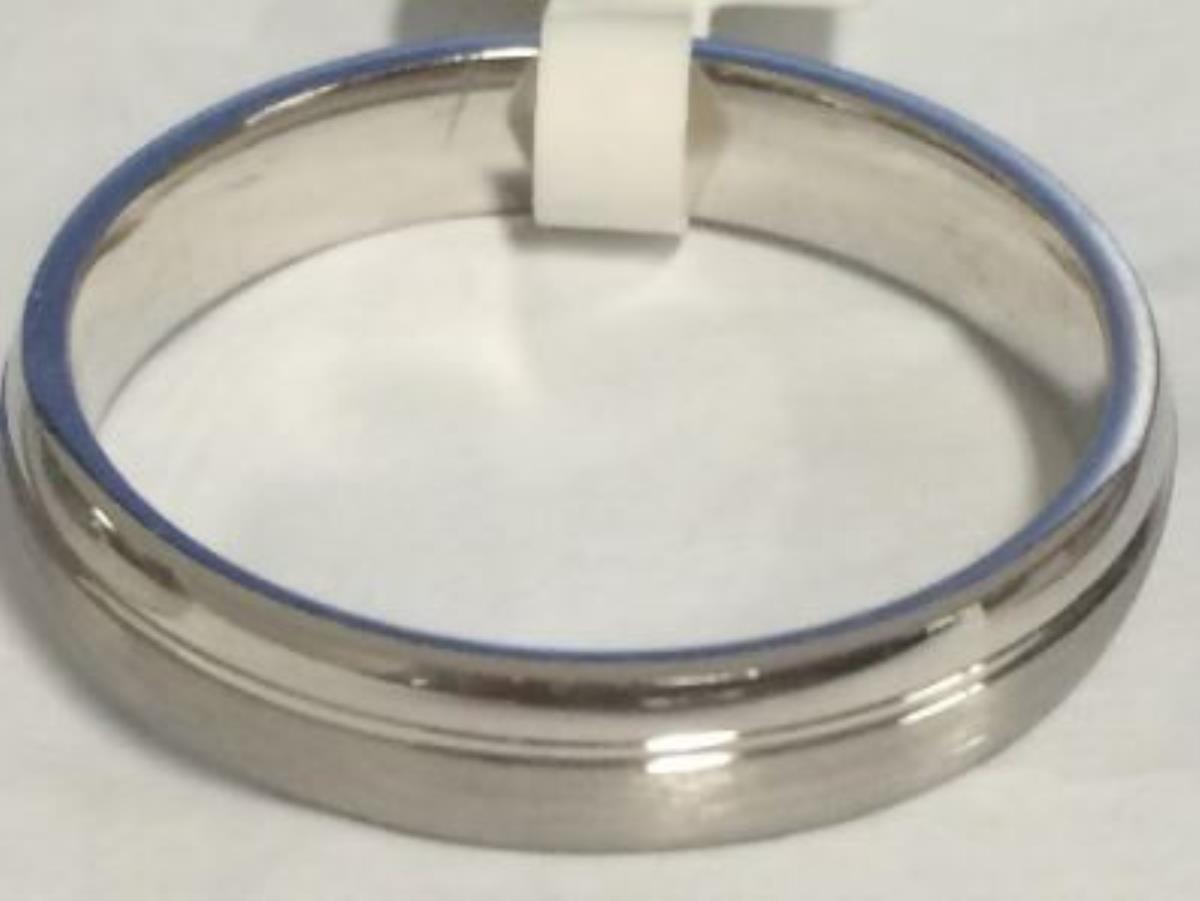 Sterling Silver Rhodium Satin & High Polished Strip 4.00mm Men's Band Ring