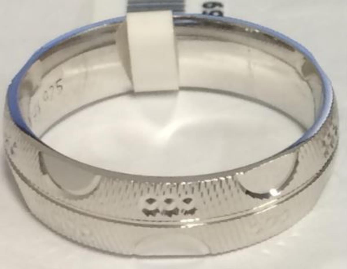 Sterling Silver Rhodium 6.00mm Diamond Cut & High Polished 3-Circle Half Circle Men's Band Ring