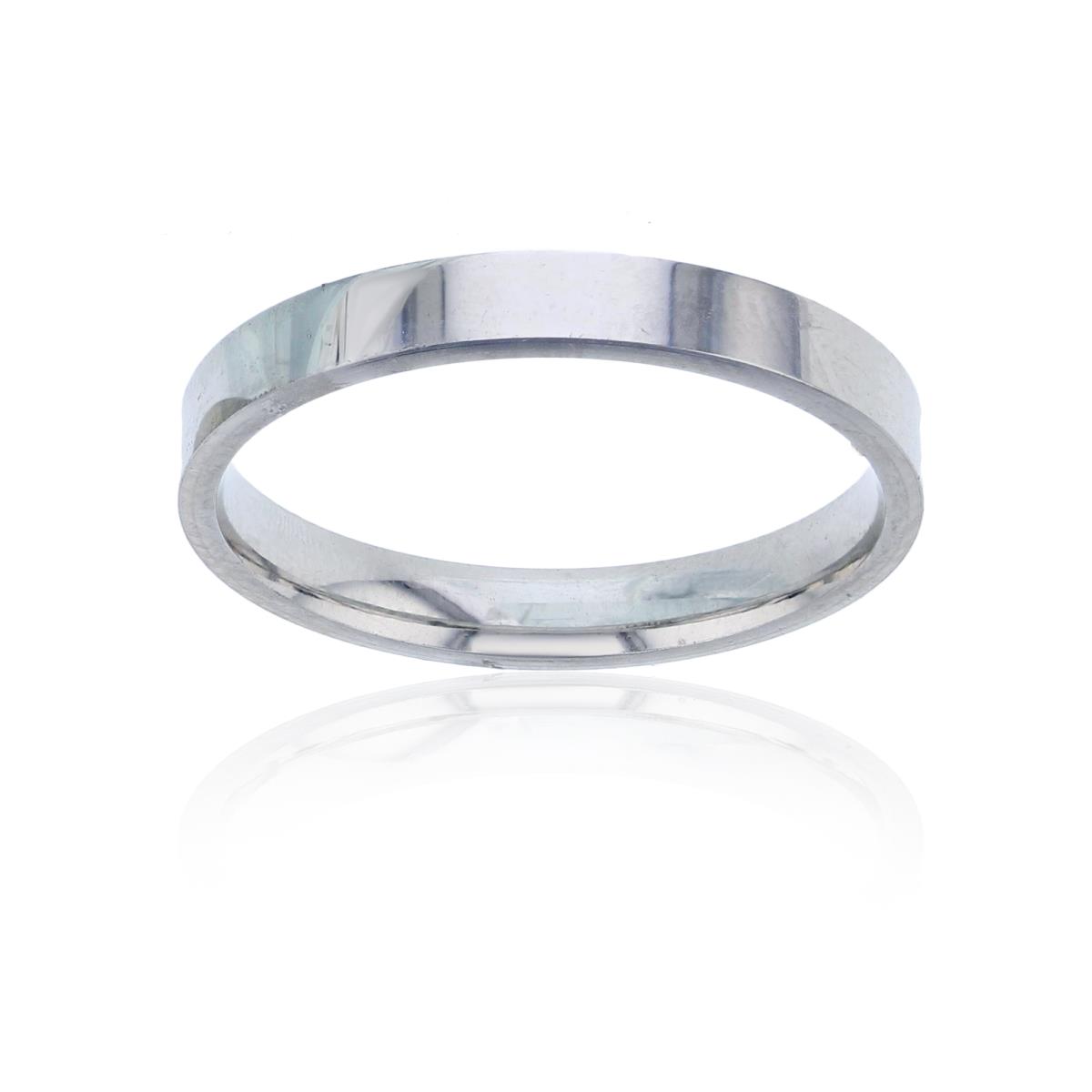 Sterling Silver Rhodium High Polished 3.00mm Band Ring