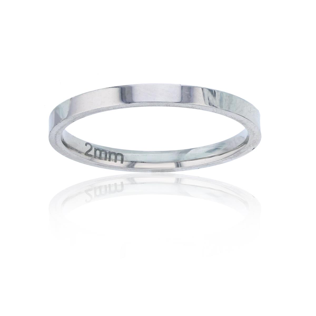Sterling Silver Rhodium High Polished 2.05mm Band Ring