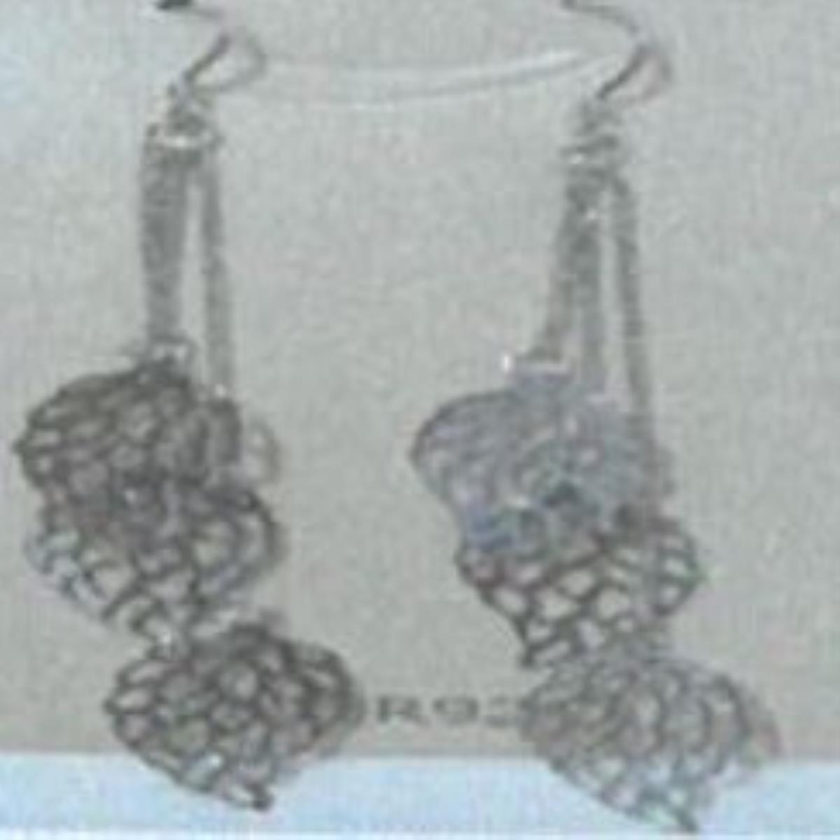 Sterling Silver Rhodium Diamond Cut Layered Filigree Leaf Dangling Earring