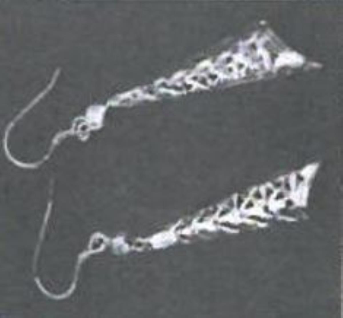 Sterling Silver Rhodium Diamond Cut Bezel Cone Dangling Earring