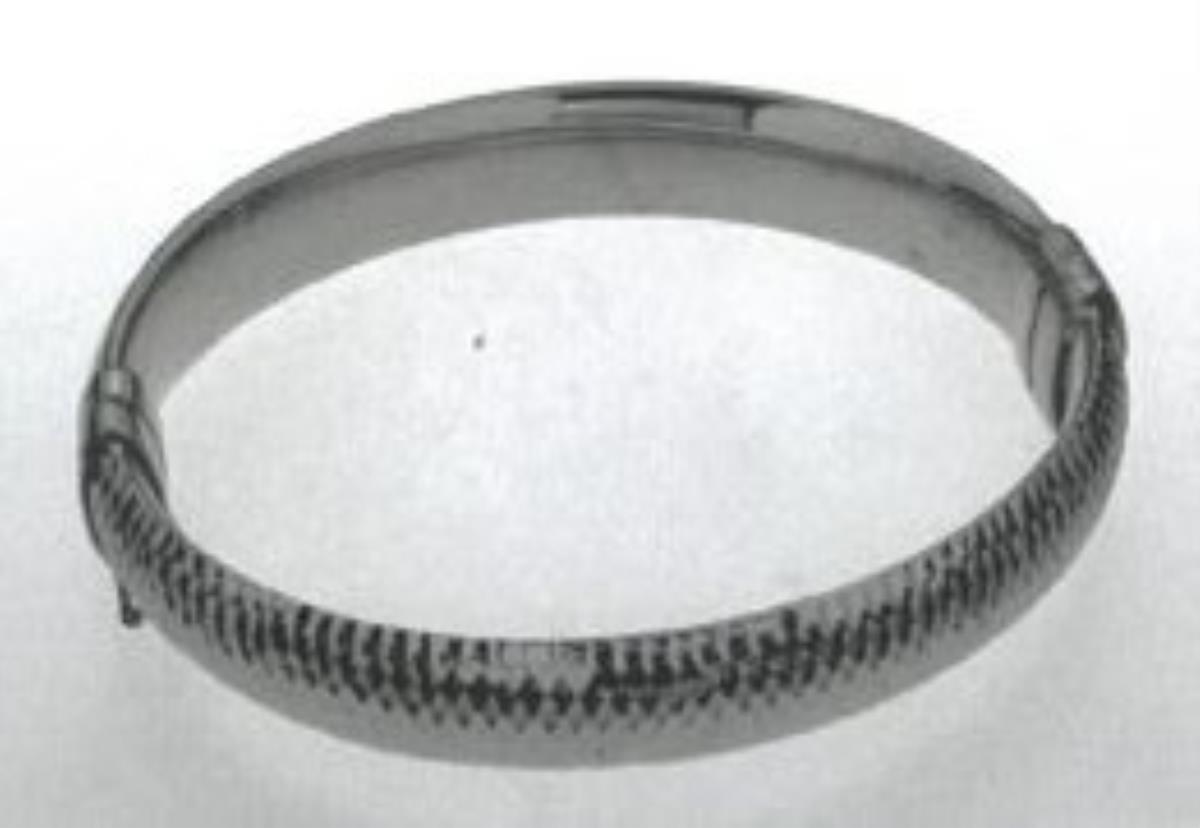 Sterling Silver Rhodium 11.60mm High Polished & Diamond Cut Bangle Bracelet