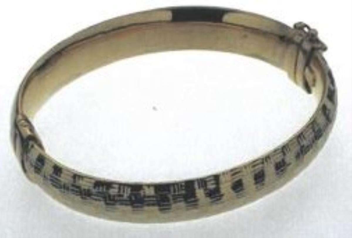 Sterling Silver Yellow 11.65mm High Polished & Diamond Cut Bangle Bracelet