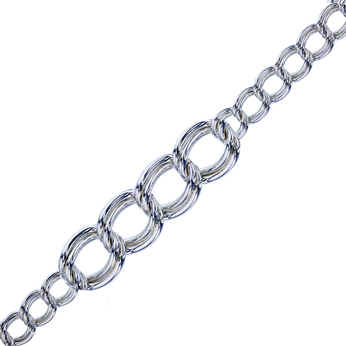 Sterling Silver Silver-Plated Ecoat 6mm 080 Charm Link 7.5" Chain Bracelet
