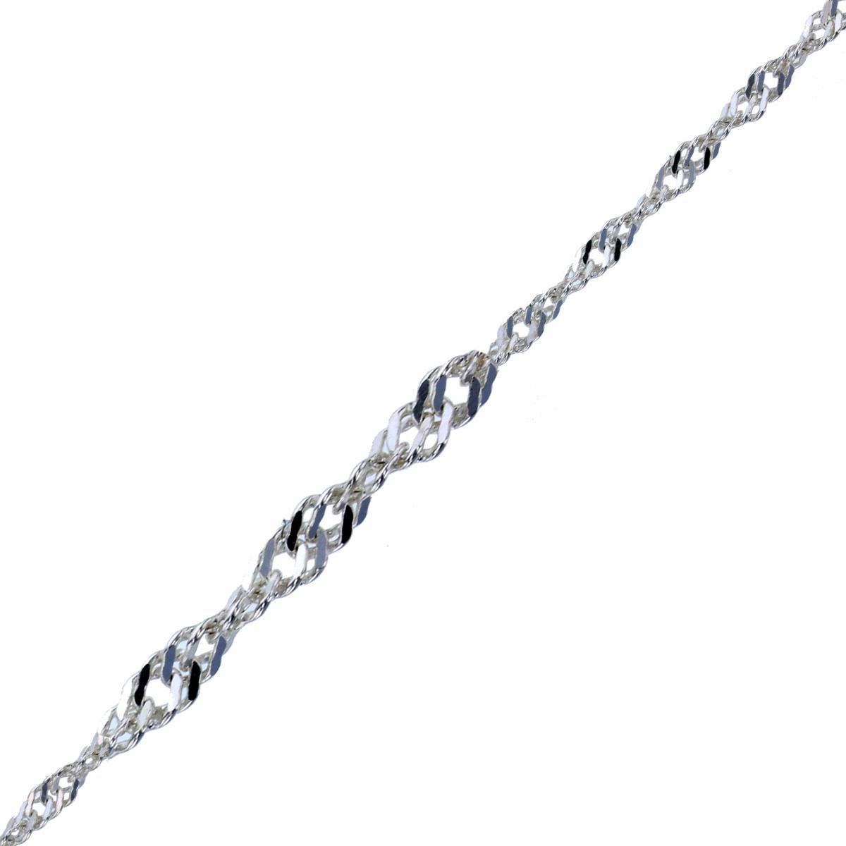 Sterling Silver Silver-Plated Ecoat 2.50mm 040 DC Singapore 7.5" Chain Bracelet