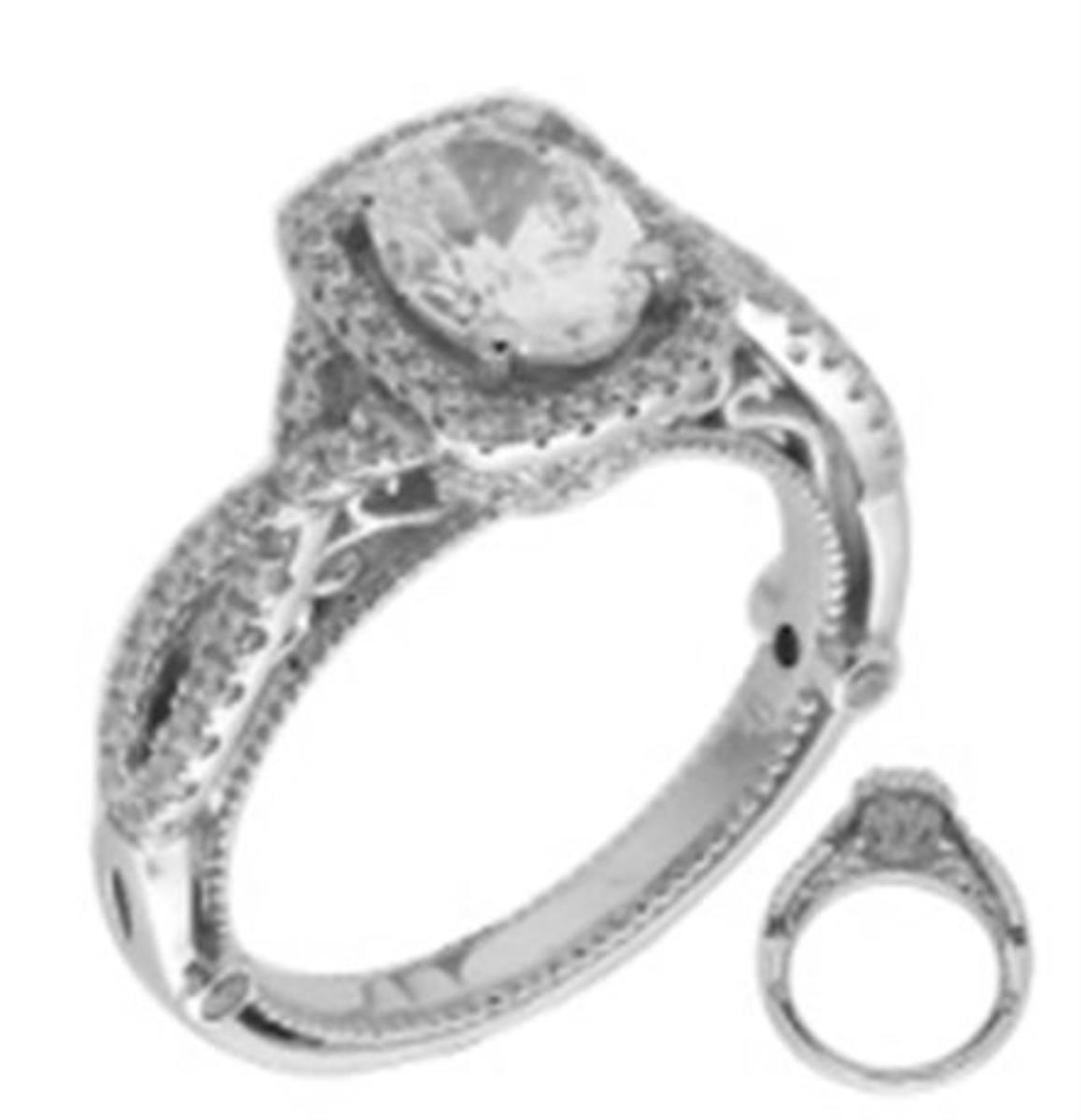 Sterling Silver Rhodium Micropave Cushion Cut with Infinity Engagement Ring