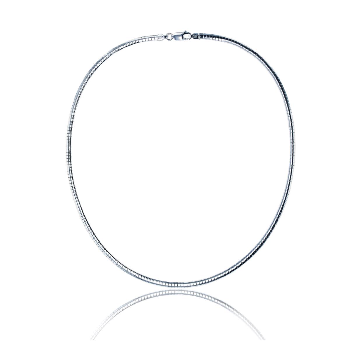 Sterling Silver Rhodium 3.00mm Round Omega 18" Necklace
