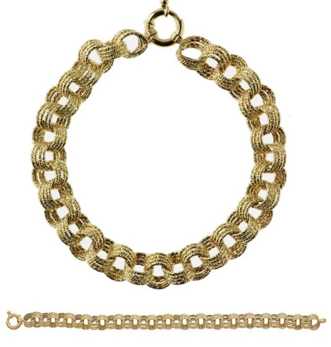 14K Yellow Gold Triple Rollo DC 10mm 24" Link Necklace