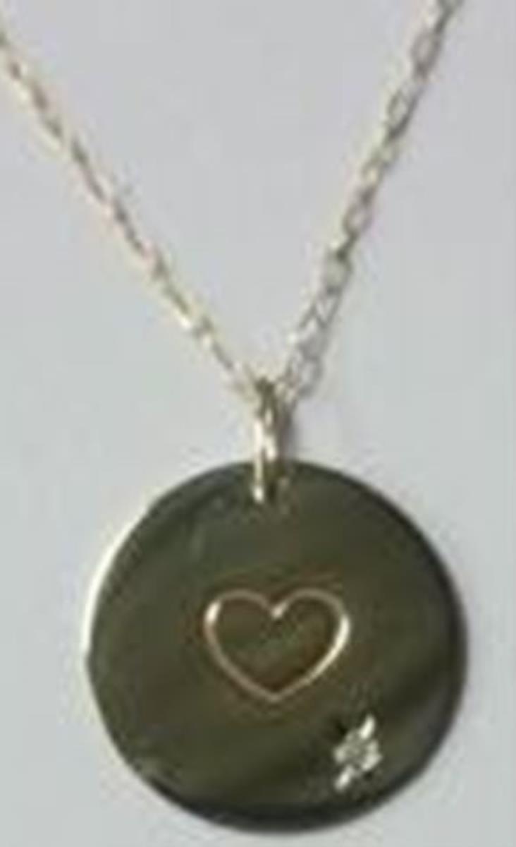 14K Yellow Gold High Polished 0.005Ctw Rd Dia. Heart Charm 18" Necklace