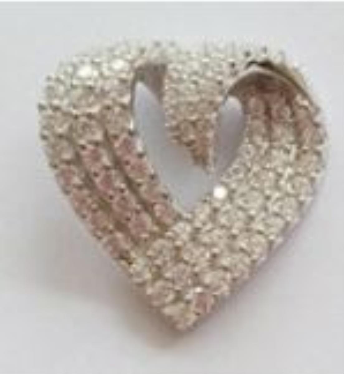 Sterling Silver Rhodium Pave Heart 18" Necklace with 2" Extension