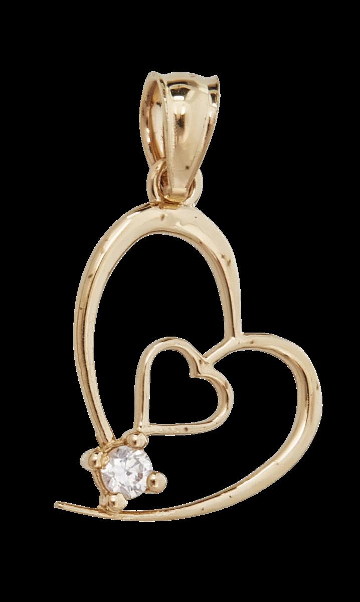 14K Yellow Gold 12.00x20.00mm Double Heart 18" Necklace