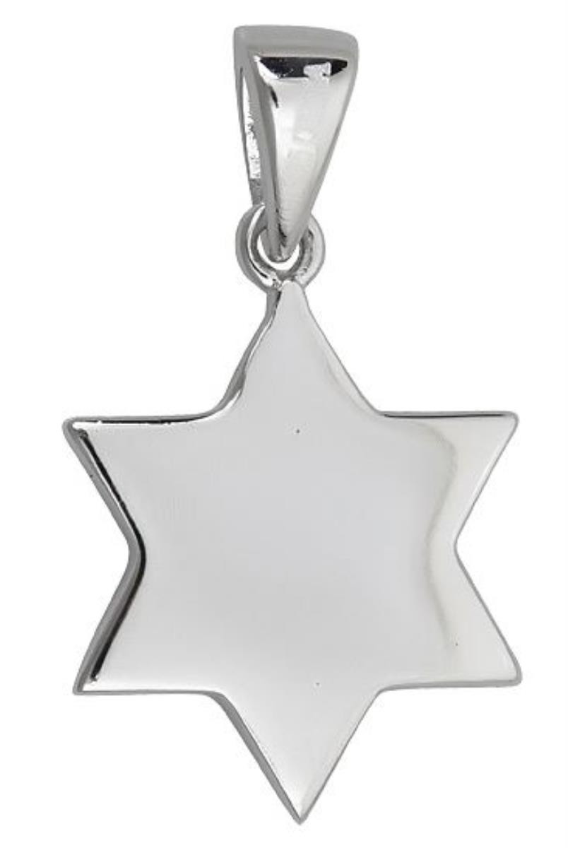 Sterling Silver Rhodium 15.00x22.00mm High Polished Star of David 18" Necklace