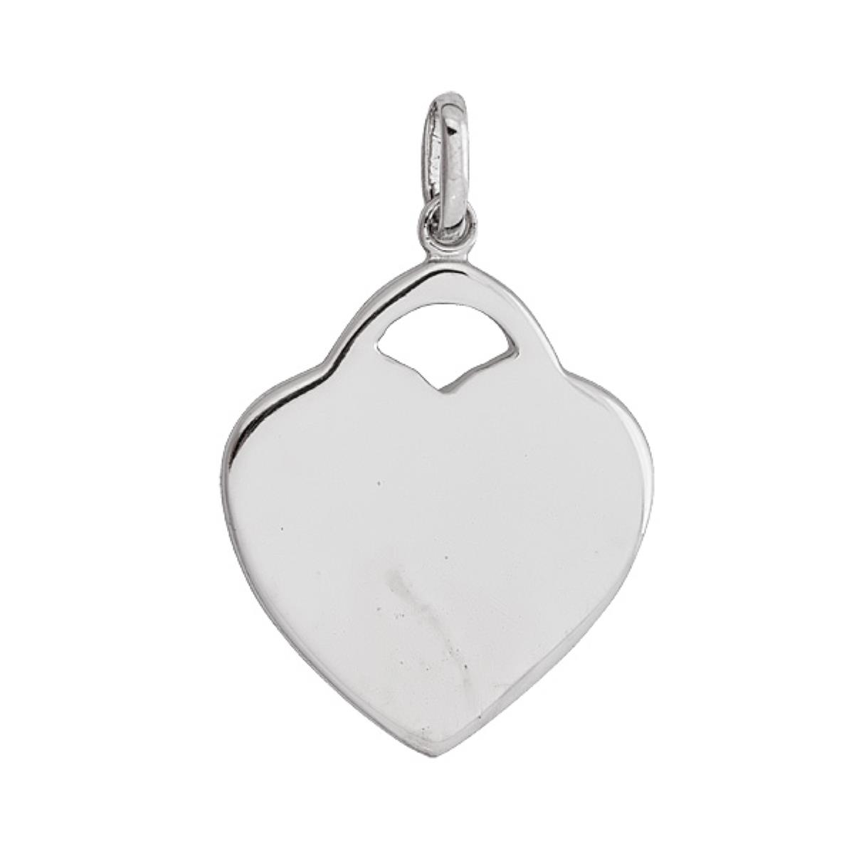 Sterling Silver Rhodium 18.00x27.50mm High Polished Heart Charm 18" Necklace