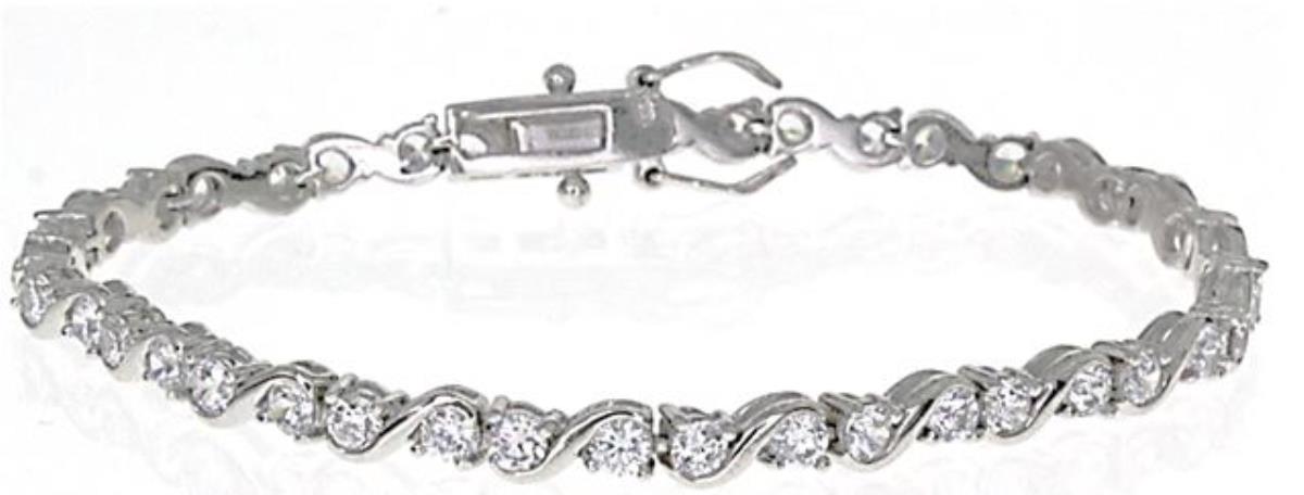 Sterling Silver Rhodium Infinity Figure 8 Tennis 7.5" Bracelet