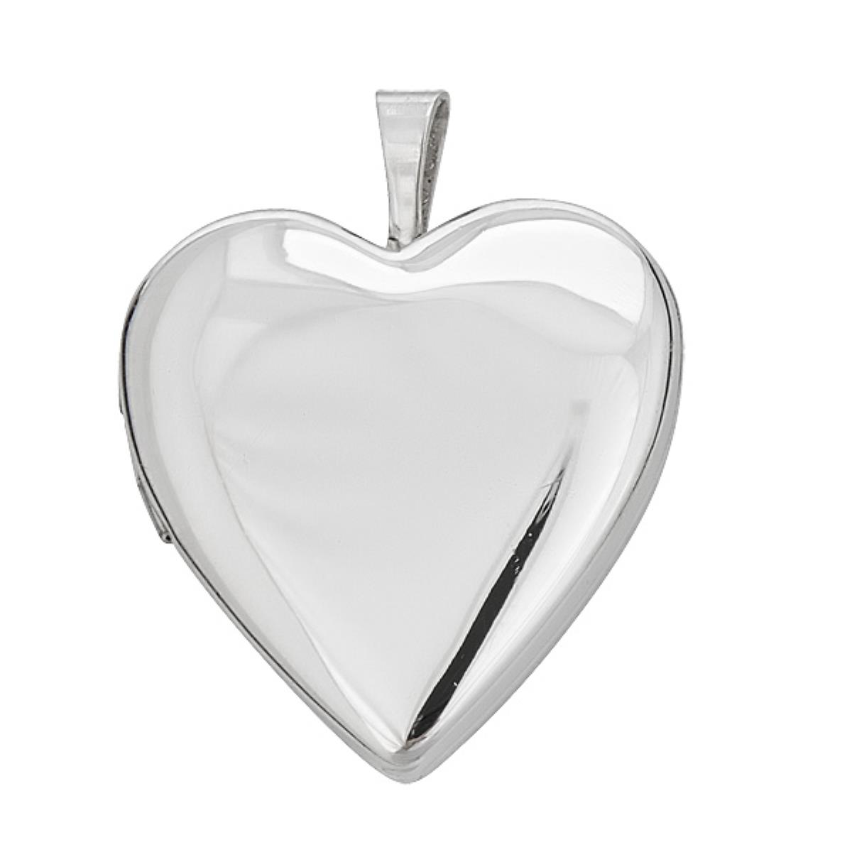 Sterling Silver Rhodium 22.00x25.00mm High Polished Heart Locket 18" Necklace