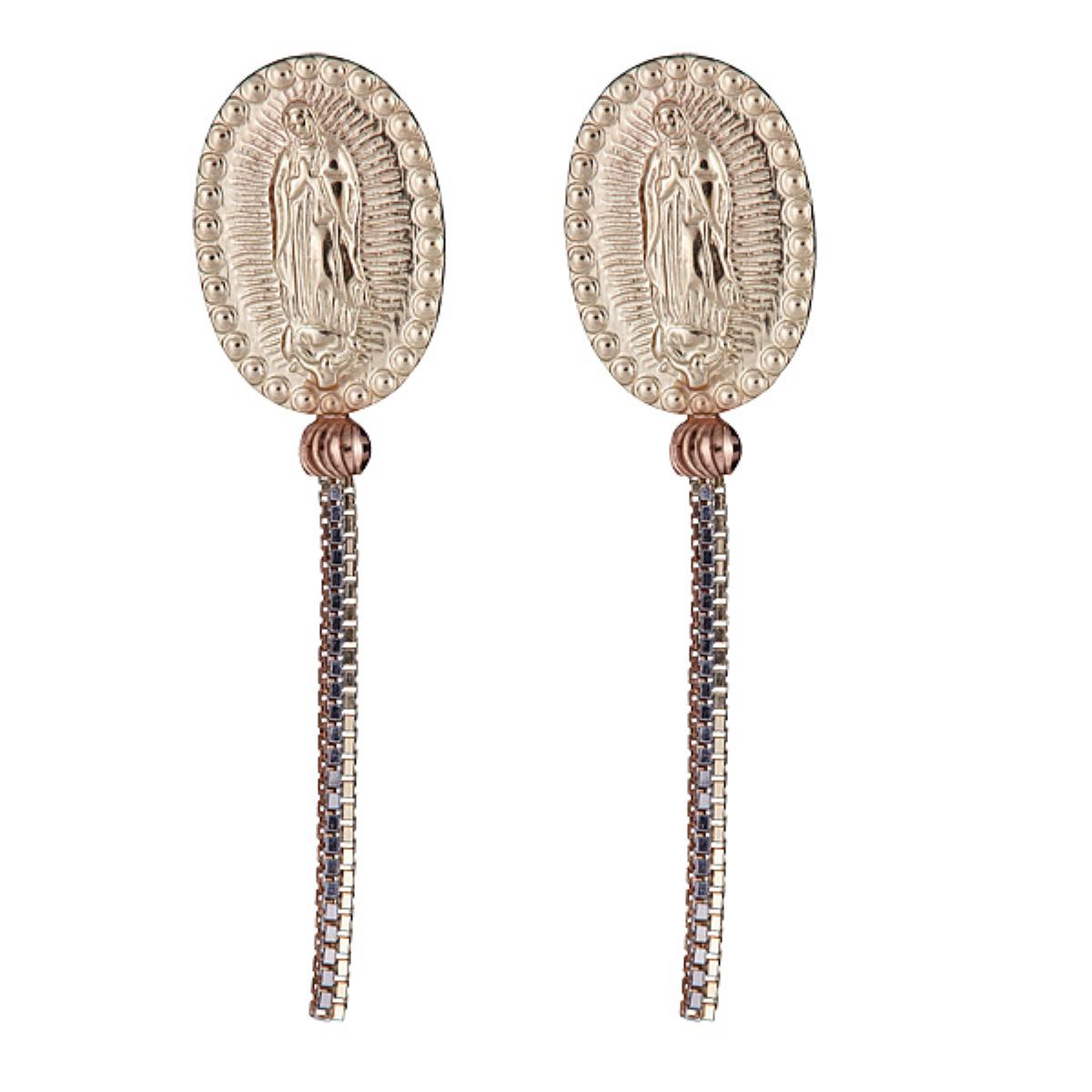 10k Gold Tri-Color Religious Dangling Earring