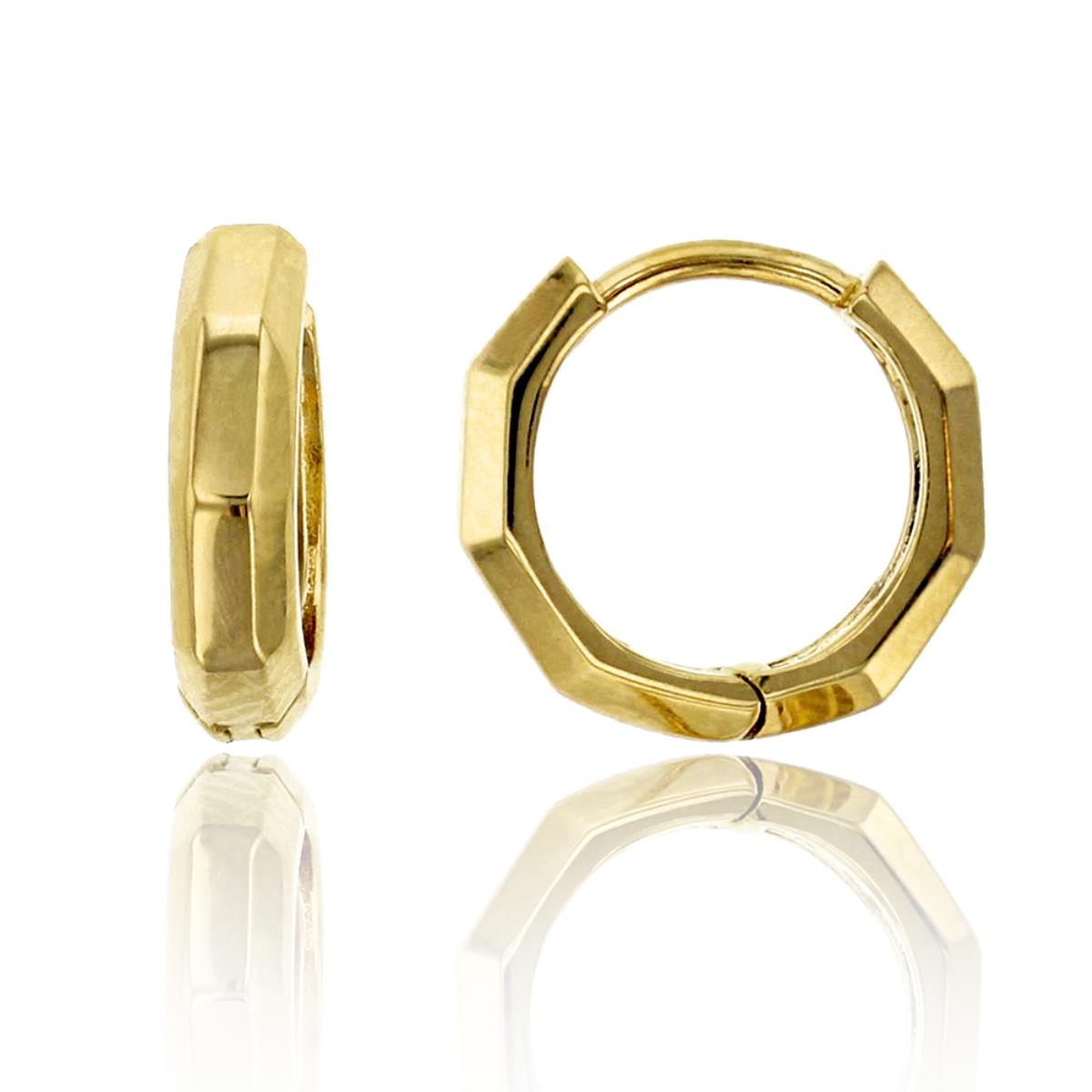 10K Yellow Gold High Polished 2.70x10.00mm Octagon Huggie Earring