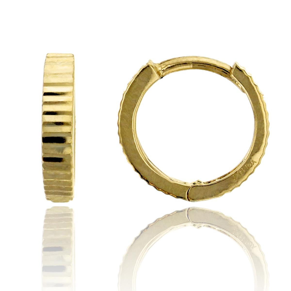 10K Yellow Gold Diamond Cut 2.30x11.00mm Huggie Earring