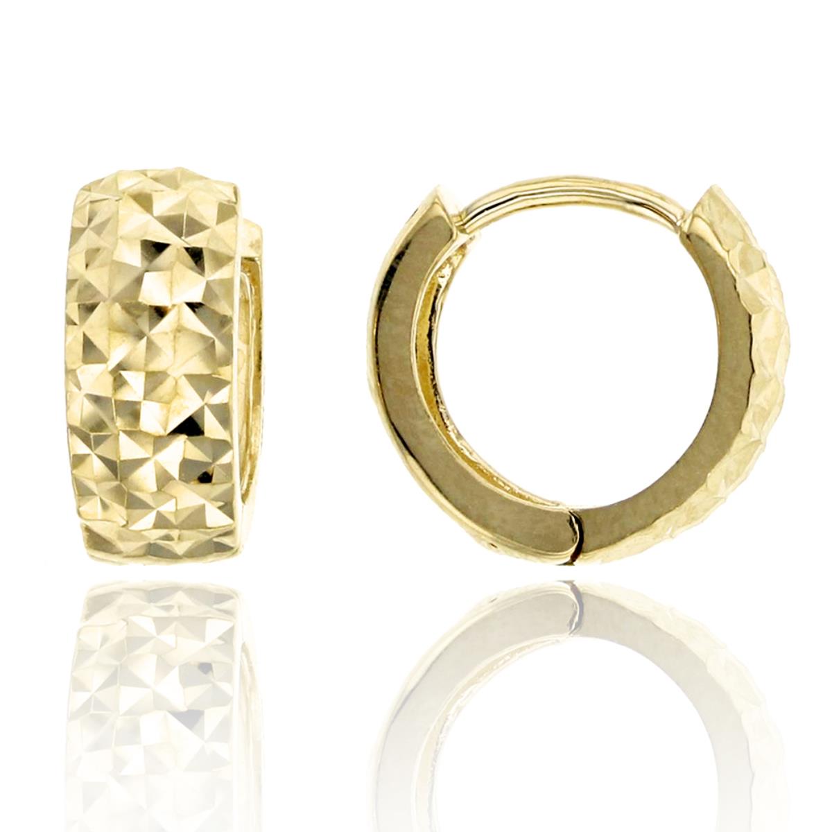 10K Yellow Gold Diamond Cut 4.50x10.00mm Huggie Earring
