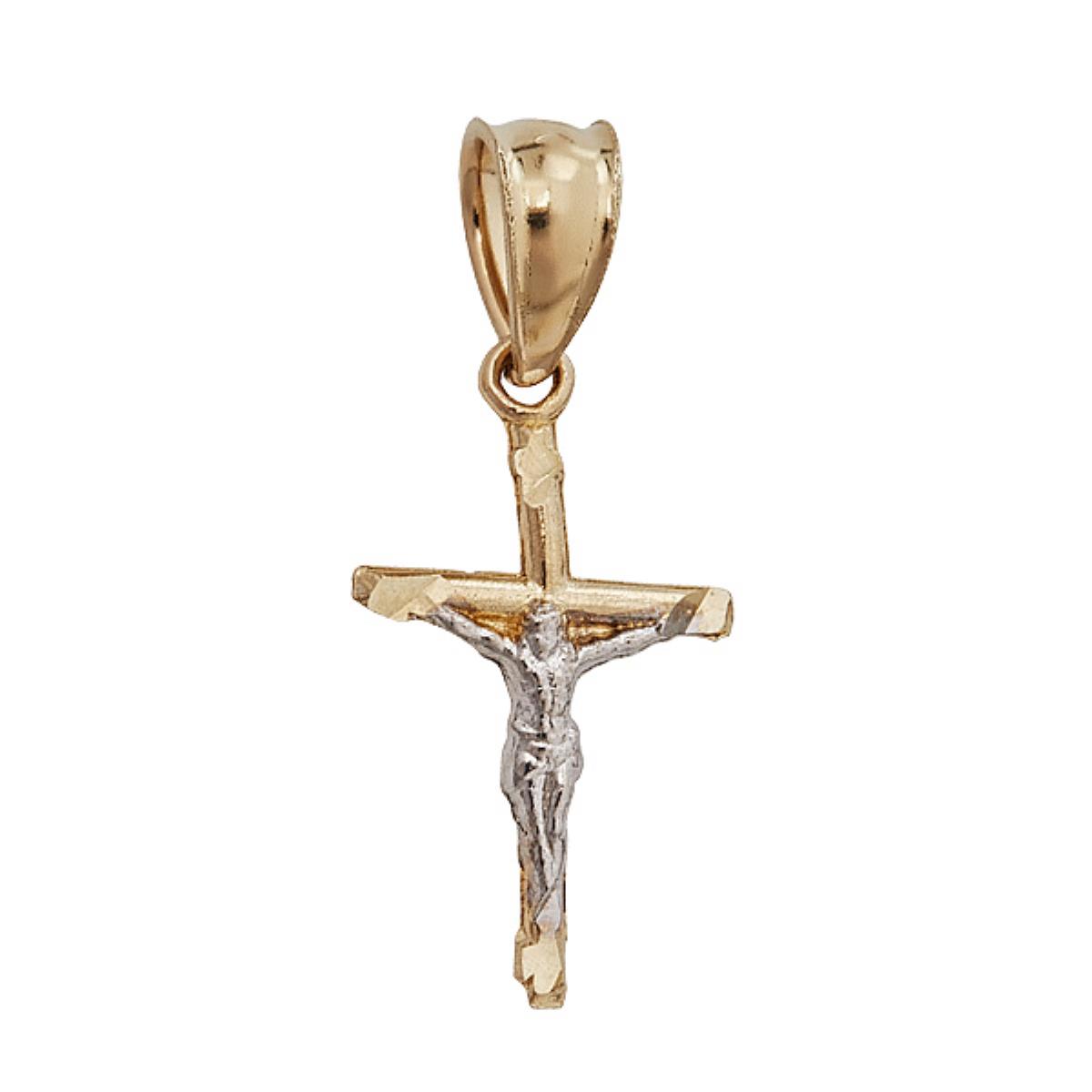 10K Gold Two-Tone Crucifix Cross Pendant